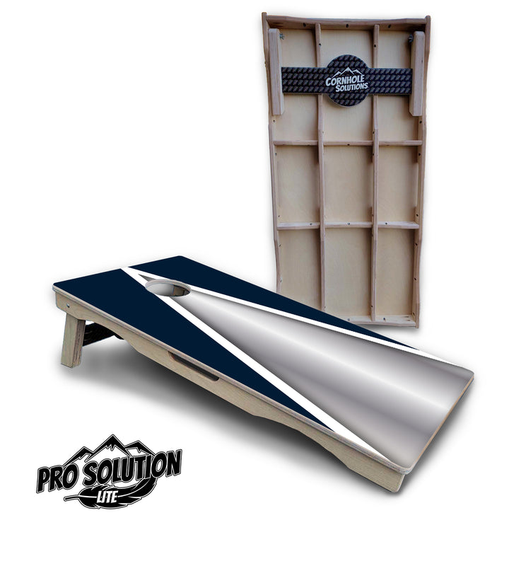 Silver/Blue Triangle Cornhole Boards - Pro Solution Lite Series