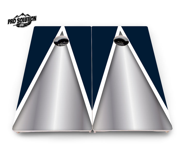 Silver/Blue Triangle Cornhole Boards - Pro Solution Lite Series