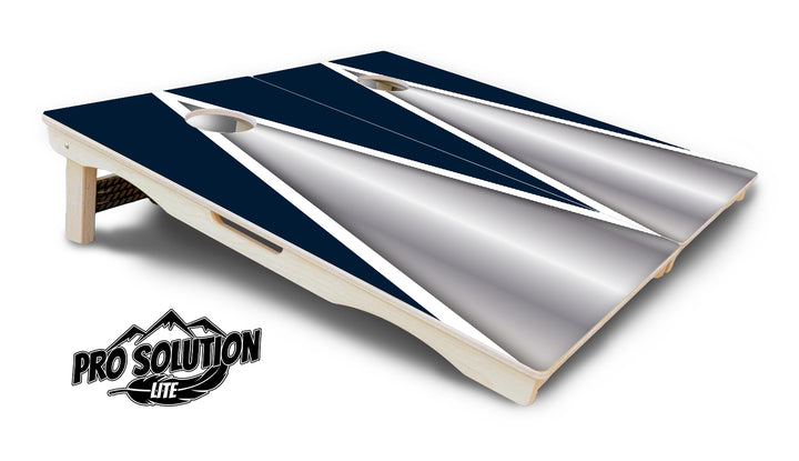 Silver/Blue Triangle Cornhole Boards - Pro Solution Lite Series
