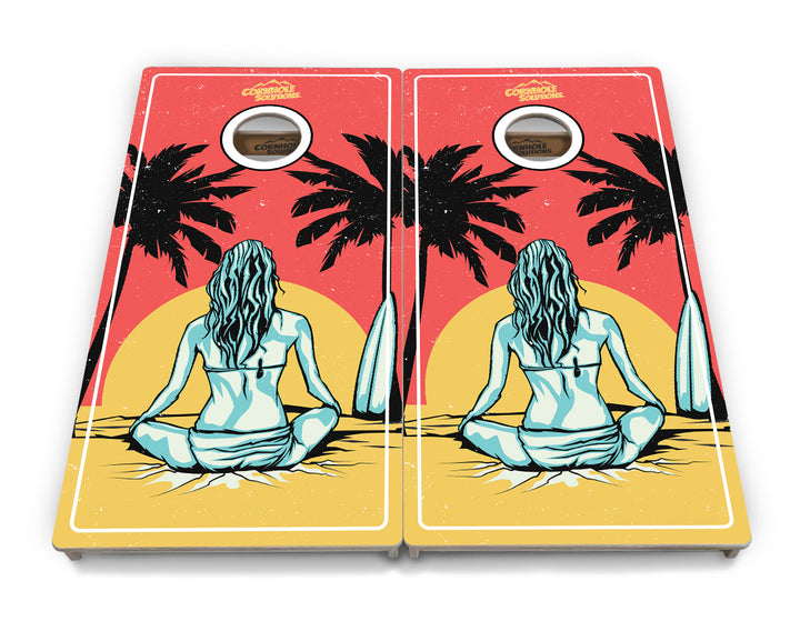 Sunset Girl Cornhole Boards - Professional Tournament Series