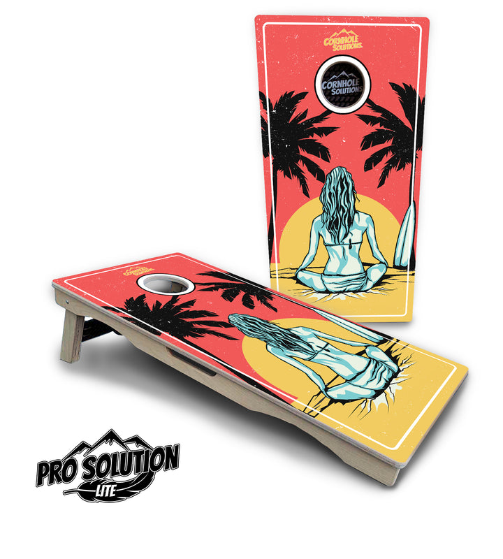 Sunset Girl Cornhole Boards - Pro Solution Lite Series