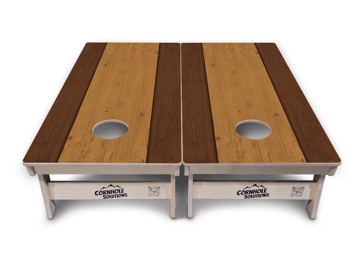 Brown Two Tone Planks Cornhole Boards - Professional Tournament Series