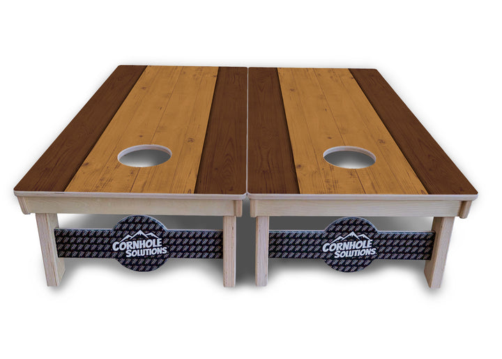 Brown Two Tone Planks Cornhole Boards - Professional Tournament Series