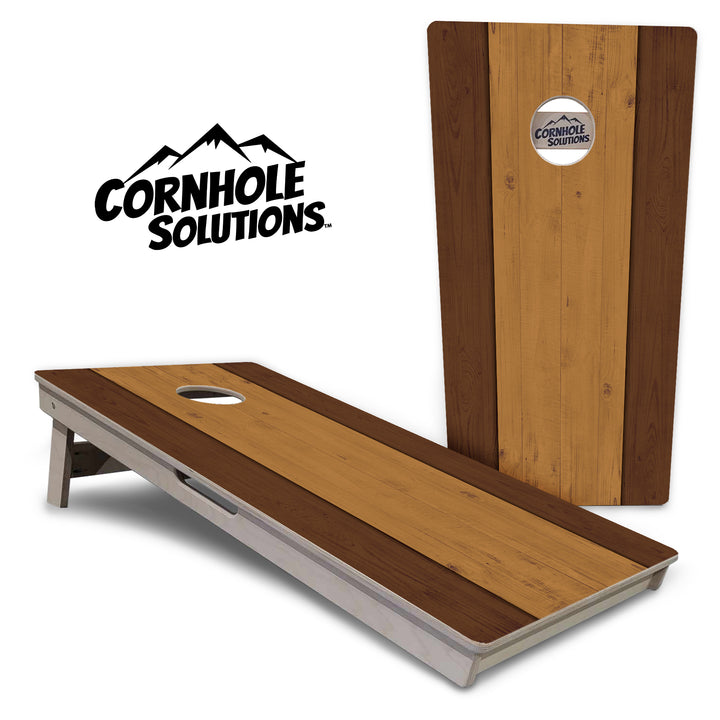 Brown Two Tone Planks Cornhole Boards - Professional Tournament Series