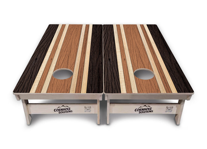 Brown Two Tone Stripes Cornhole Boards - Professional Tournament Series