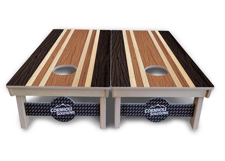Brown Two Tone Stripes Cornhole Boards - Professional Tournament Series