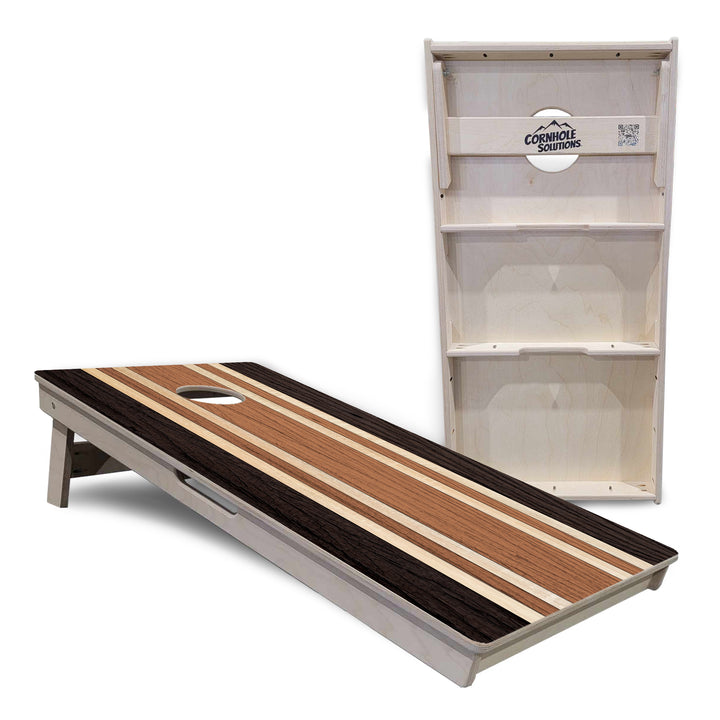 Brown Two Tone Stripes Cornhole Boards - Professional Tournament Series