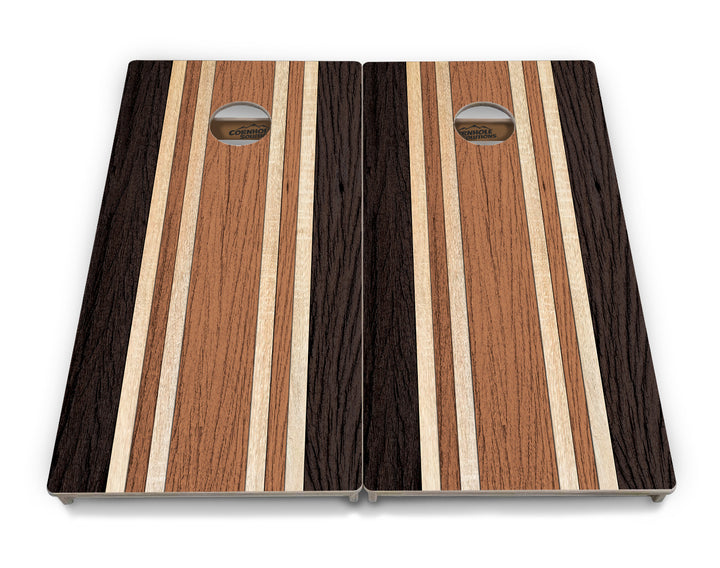 Brown Two Tone Stripes Cornhole Boards - Professional Tournament Series