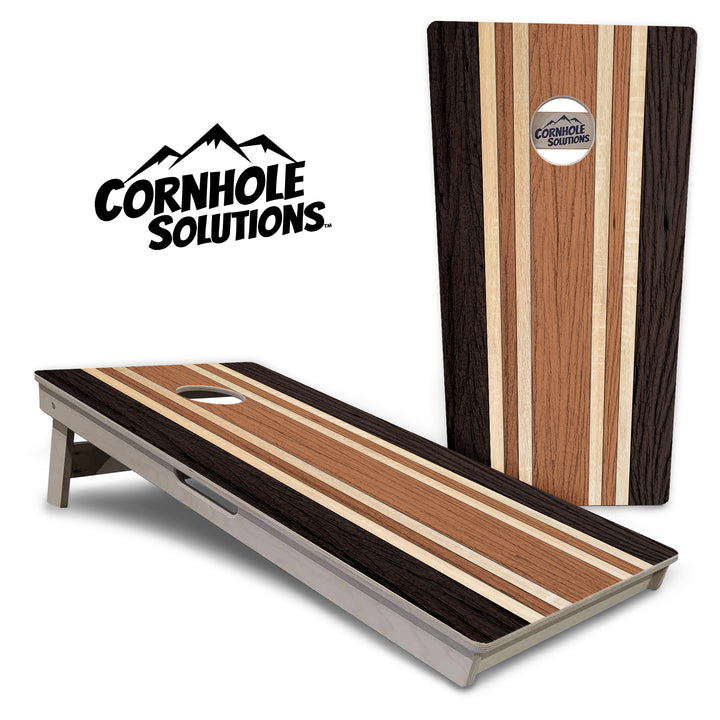 Brown Two Tone Stripes Cornhole Boards - Professional Tournament Series