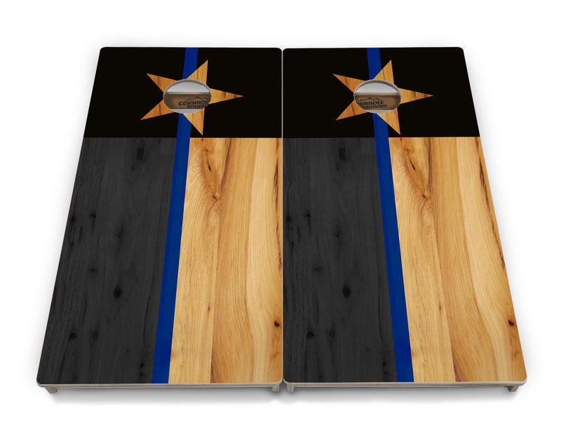 Tournament Boards - Texas Thin Blue Line - Professional Tournament 2'x4' Regulation Cornhole Set - 3/4″ Baltic Birch + UV Direct Print + UV Clear Coat