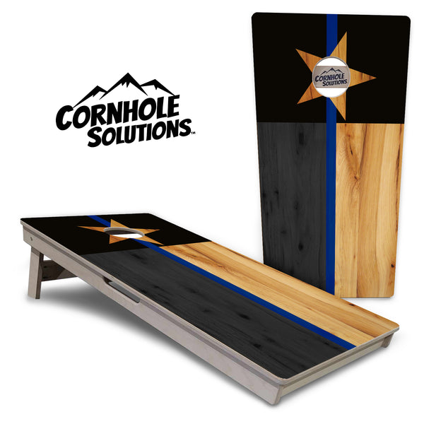 Tournament Boards - Texas Thin Blue Line - Professional Tournament 2'x4' Regulation Cornhole Set - 3/4″ Baltic Birch + UV Direct Print + UV Clear Coat