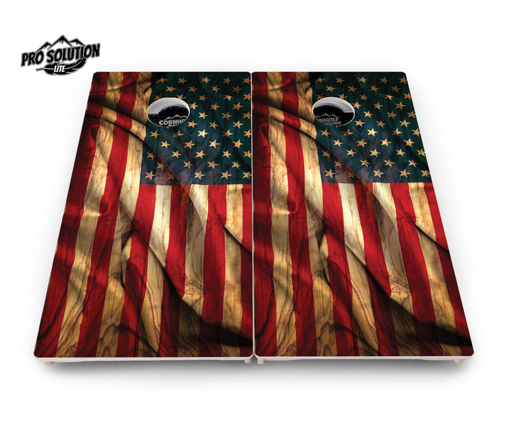 USA Wood Flag Color Cornhole Boards - Pro Solution Lite Series