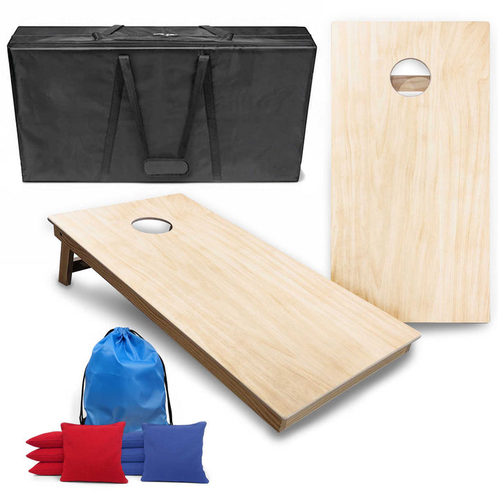 Complete Backyard Cornhole Bundle - Boards, Bags & Carrying Case - Classic Plain (Ready to Play)