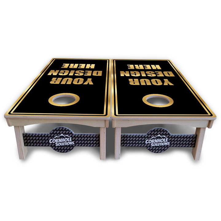 Add Your Logo Black & Gold Cornhole Boards – Pro Lite or Pro Elite