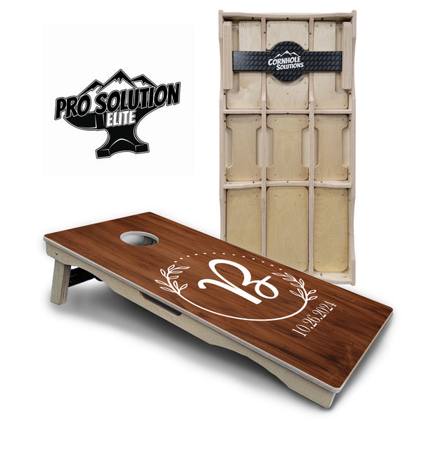 Pro Solution Elite - Laurel Wreath Design - Professional Tournament Cornhole Boards 3/4" Baltic Birch - Zero Bounce Zero Movement Vertical Interlocking Braces for Extra Weight & Stability +Double Thick Legs +Airmail Blocker