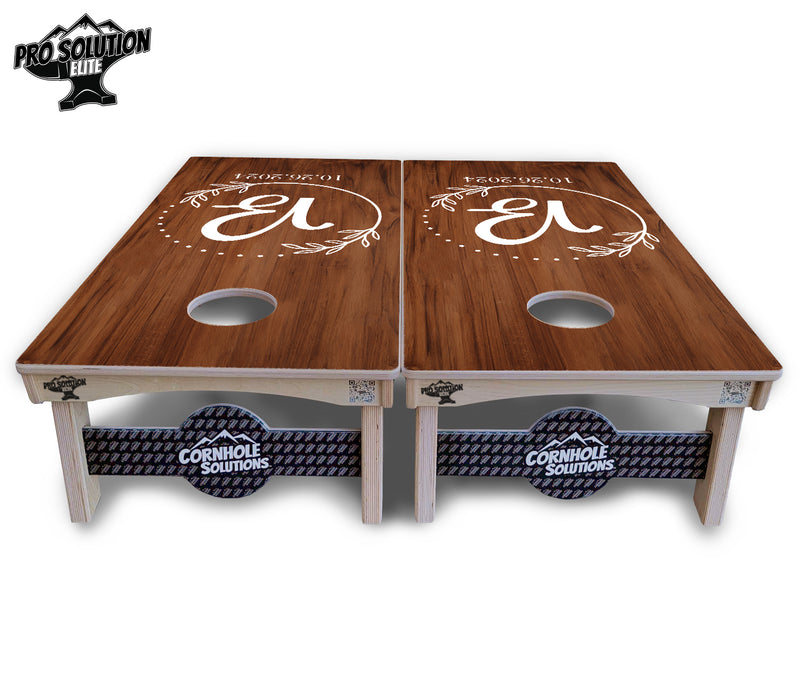 Pro Solution Elite - Laurel Wreath Design - Professional Tournament Cornhole Boards 3/4" Baltic Birch - Zero Bounce Zero Movement Vertical Interlocking Braces for Extra Weight & Stability +Double Thick Legs +Airmail Blocker