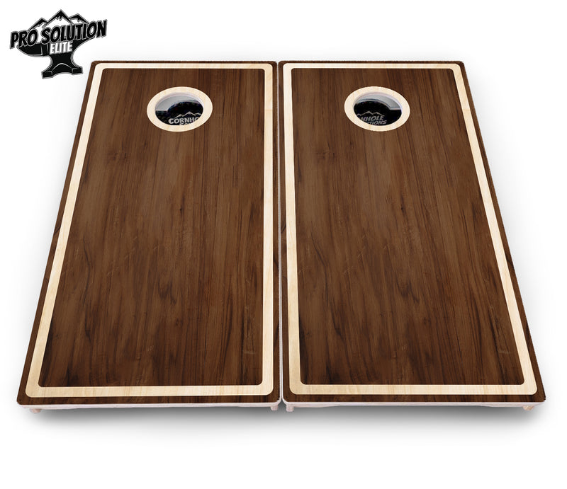 Pro Solution Elite - Dark Wood Natural Border - Professional Tournament Cornhole Boards 3/4" Baltic Birch - Zero Bounce Zero Movement Vertical Interlocking Braces for Extra Weight & Stability +Double Thick Legs +Airmail Blocker