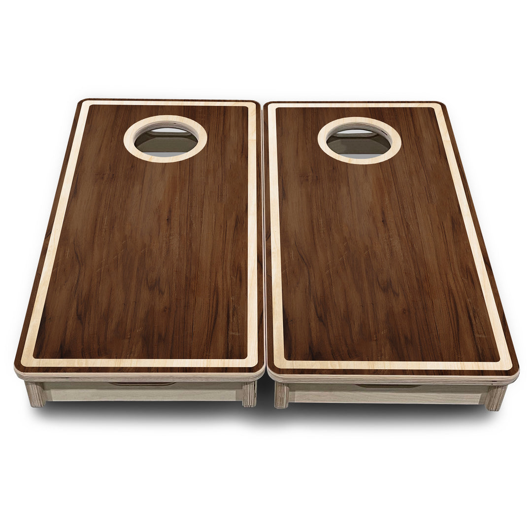 Mini Cornhole Boards - Dark Wood Natural Border