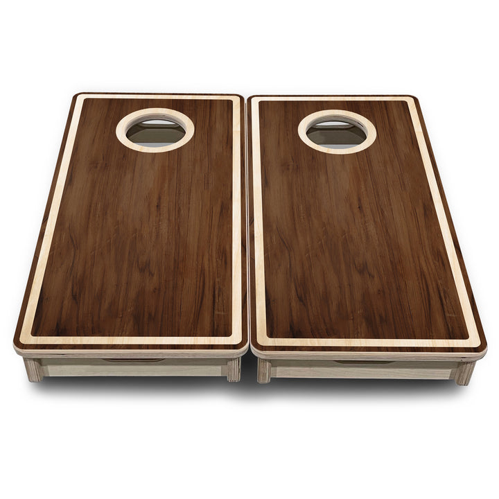 Mini Cornhole Boards - Dark Wood Natural Border