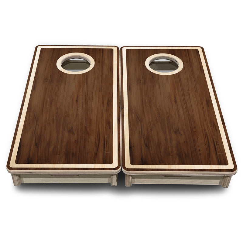 Mini Cornhole 12"x24" Boards - 4" holes - Dark Wood Natural Border - 3/4″ Baltic Birch