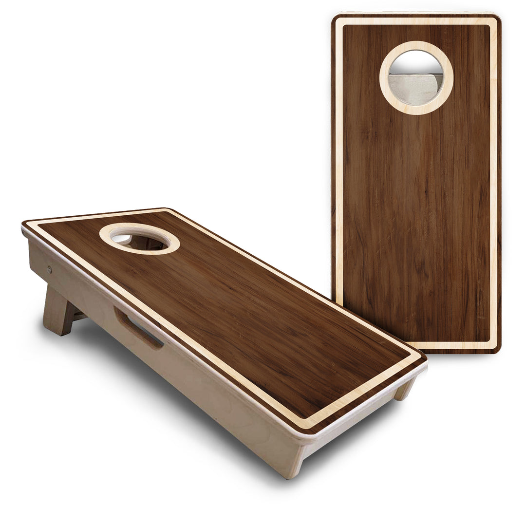 Mini Cornhole Boards - Dark Wood Natural Border