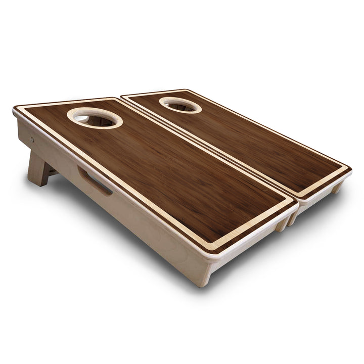 Mini Cornhole Boards - Dark Wood Natural Border