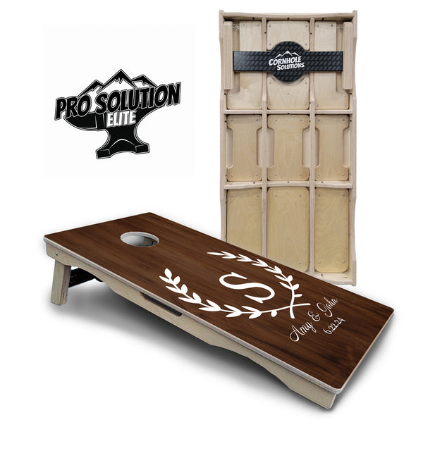 Pro Solution Elite - Wreath Letter Design - Professional Tournament Cornhole Boards 3/4" Baltic Birch - Zero Bounce Zero Movement Vertical Interlocking Braces for Extra Weight & Stability +Double Thick Legs +Airmail Blocker