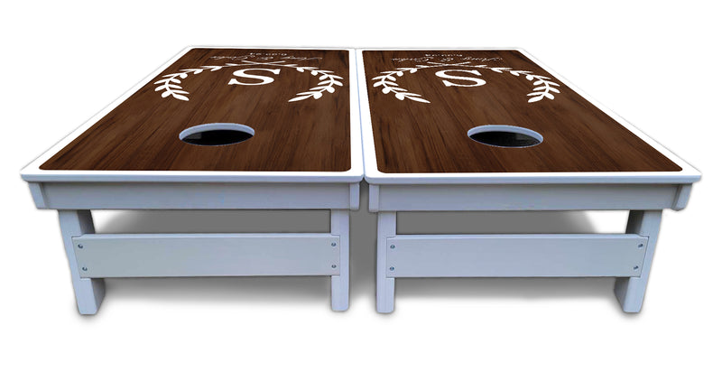 Waterproof - Open Laurel - All Weather Boards "Outdoor Solution" 18mm(3/4")Direct UV Printed - Regulation 2' by 4' Cornhole Boards (Set of 2 Boards) Double Thick Legs, with Leg Brace & Dual Support Braces!