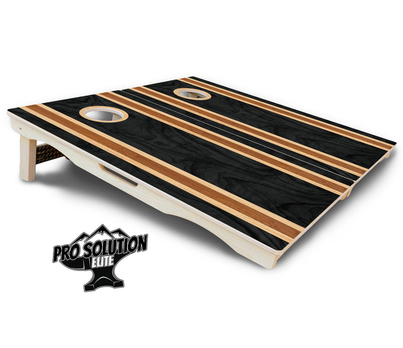 Pro Solution Elite - Dark Wood Stripe - Professional Tournament Cornhole Boards 3/4" Baltic Birch - Zero Bounce Zero Movement Vertical Interlocking Braces for Extra Weight & Stability +Double Thick Legs +Airmail Blocker