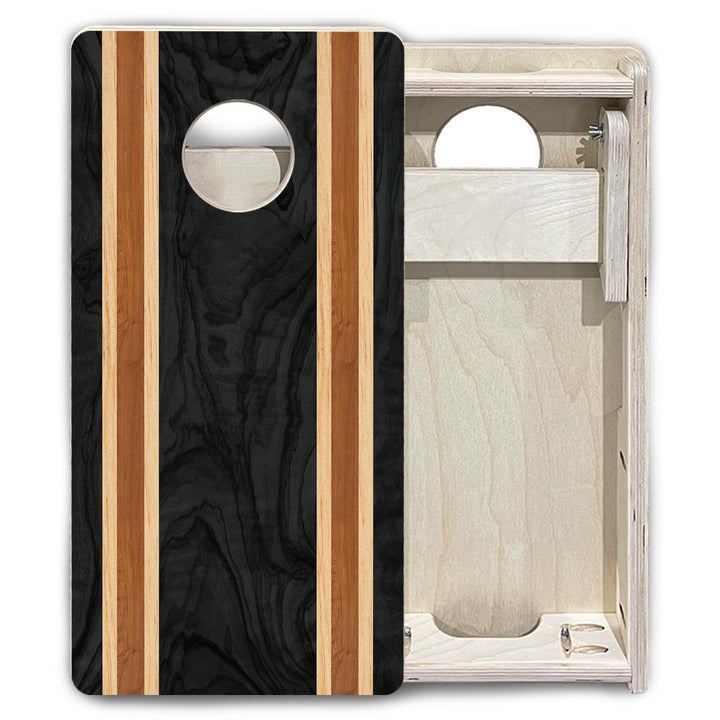 Dark Wood Stripe - Mini or Vacation Size Cornhole Boards