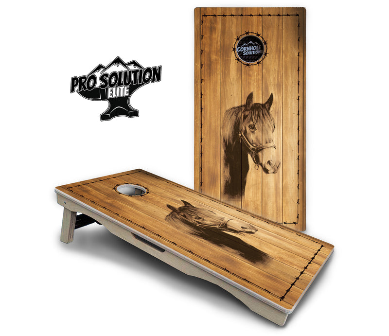 Pro Solution Elite - Barnyard Design Options - Professional Tournament Cornhole Boards 3/4" Baltic Birch - Zero Bounce Zero Movement Vertical Interlocking Braces for Extra Weight & Stability +Double Thick Legs +Airmail Blocker