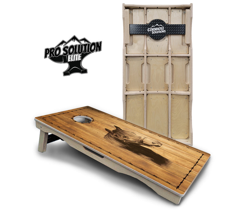 Pro Solution Elite - Barnyard Design Options - Professional Tournament Cornhole Boards 3/4" Baltic Birch - Zero Bounce Zero Movement Vertical Interlocking Braces for Extra Weight & Stability +Double Thick Legs +Airmail Blocker