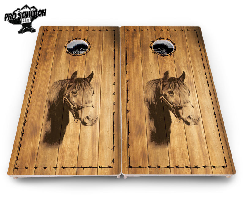 Pro Solution Elite - Barnyard Design Options - Professional Tournament Cornhole Boards 3/4" Baltic Birch - Zero Bounce Zero Movement Vertical Interlocking Braces for Extra Weight & Stability +Double Thick Legs +Airmail Blocker