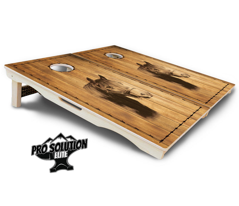 Pro Solution Elite - Barnyard Design Options - Professional Tournament Cornhole Boards 3/4" Baltic Birch - Zero Bounce Zero Movement Vertical Interlocking Braces for Extra Weight & Stability +Double Thick Legs +Airmail Blocker