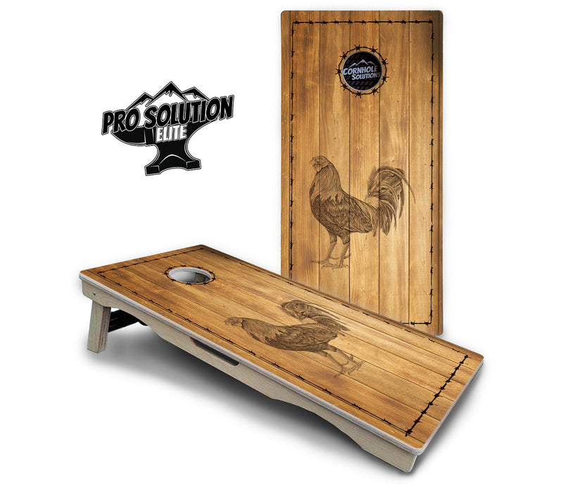 Pro Solution Elite - Barnyard Design Options - Professional Tournament Cornhole Boards 3/4" Baltic Birch - Zero Bounce Zero Movement Vertical Interlocking Braces for Extra Weight & Stability +Double Thick Legs +Airmail Blocker