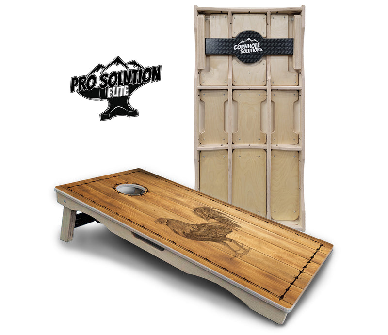 Pro Solution Elite - Barnyard Design Options - Professional Tournament Cornhole Boards 3/4" Baltic Birch - Zero Bounce Zero Movement Vertical Interlocking Braces for Extra Weight & Stability +Double Thick Legs +Airmail Blocker