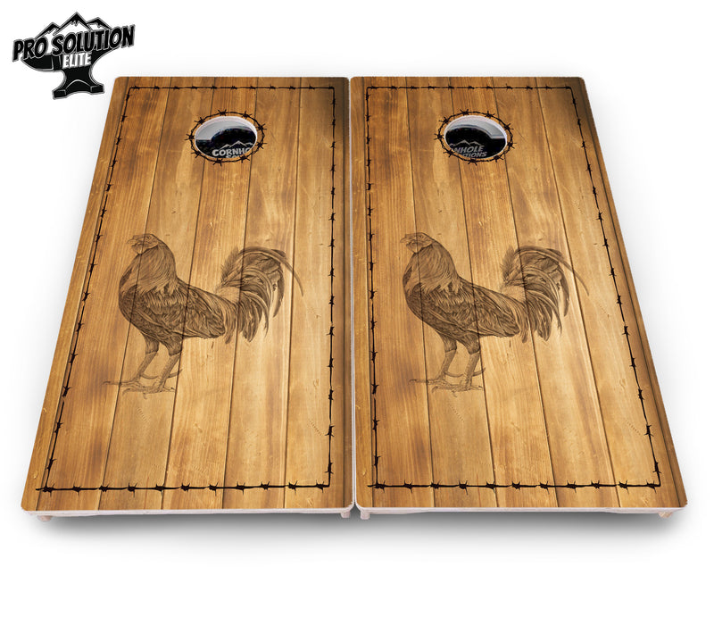 Pro Solution Elite - Barnyard Design Options - Professional Tournament Cornhole Boards 3/4" Baltic Birch - Zero Bounce Zero Movement Vertical Interlocking Braces for Extra Weight & Stability +Double Thick Legs +Airmail Blocker