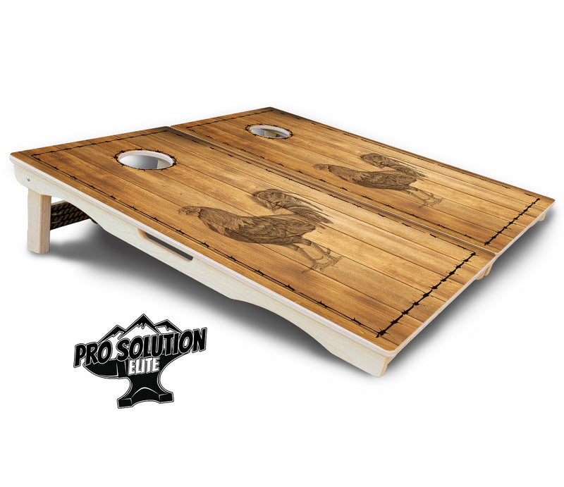 Pro Solution Elite - Barnyard Design Options - Professional Tournament Cornhole Boards 3/4" Baltic Birch - Zero Bounce Zero Movement Vertical Interlocking Braces for Extra Weight & Stability +Double Thick Legs +Airmail Blocker