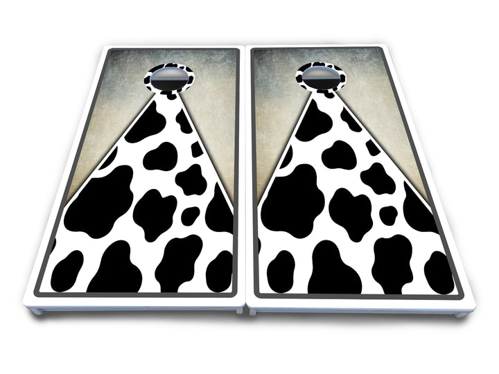 Cow Print Triangle Cornhole Boards - All Weather Series