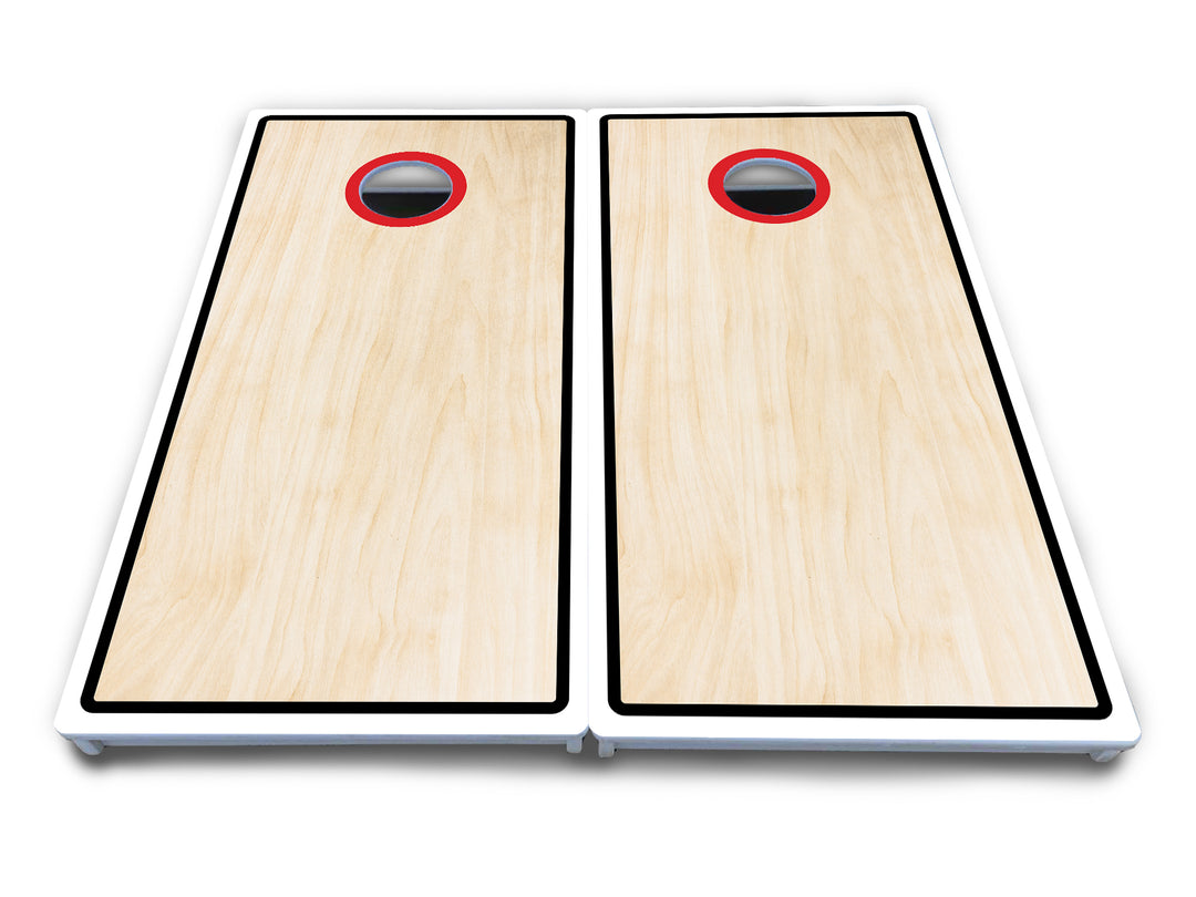 Red/Black Hole Ring Cornhole Boards - All Weather Series