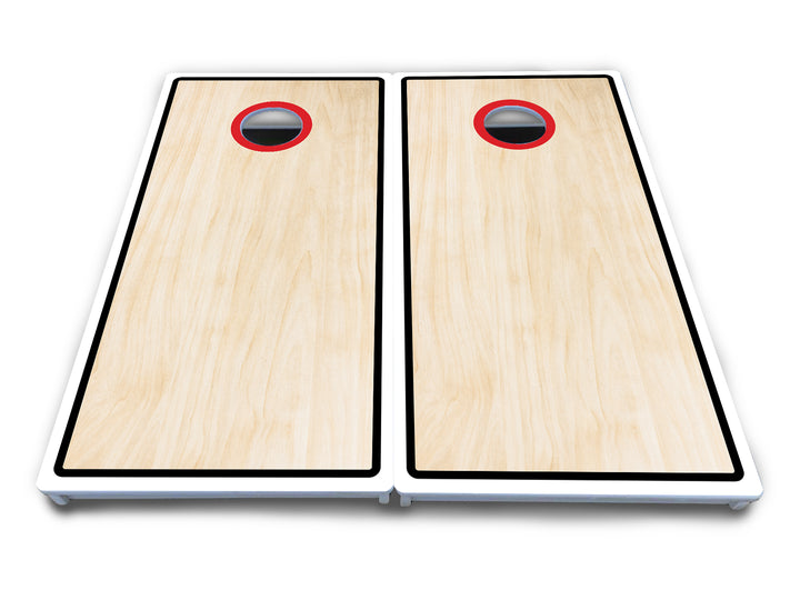 Red/Black Hole Ring Cornhole Boards - All Weather Series