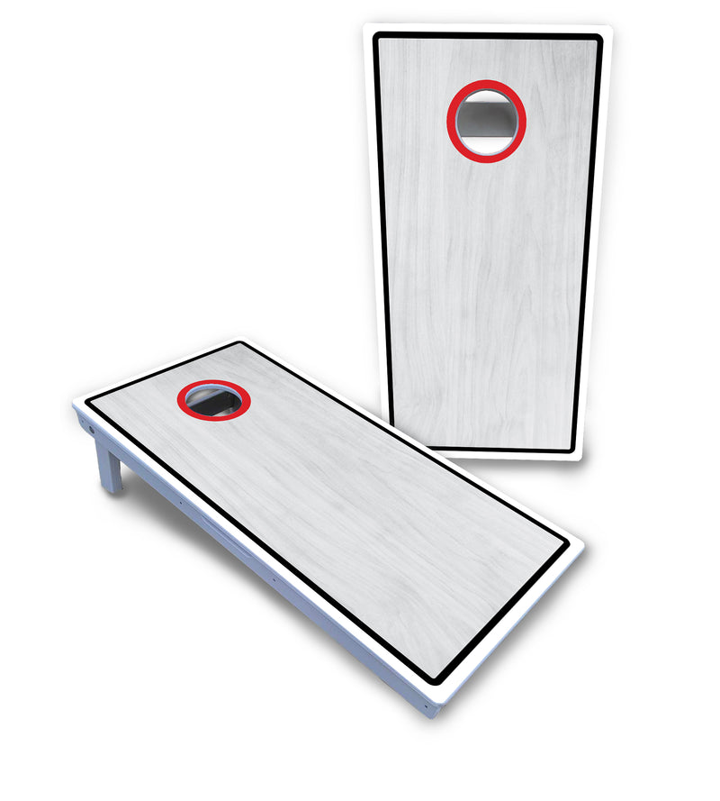 Waterproof - Red/Black Hole Ring Grey Wash Design Options - All Weather Boards "Outdoor Solution" 18mm(3/4")Direct UV Printed - Regulation 2' by 4' Cornhole Boards (Set of 2 Boards) Double Thick Legs, with Leg Brace & Dual Support Braces!