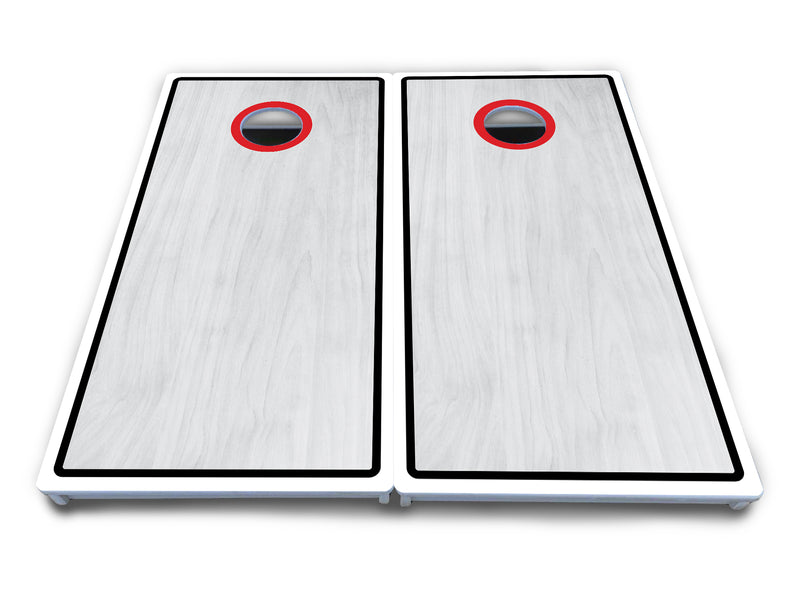 Waterproof - Red/Black Hole Ring Grey Wash Design Options - All Weather Boards "Outdoor Solution" 18mm(3/4")Direct UV Printed - Regulation 2' by 4' Cornhole Boards (Set of 2 Boards) Double Thick Legs, with Leg Brace & Dual Support Braces!