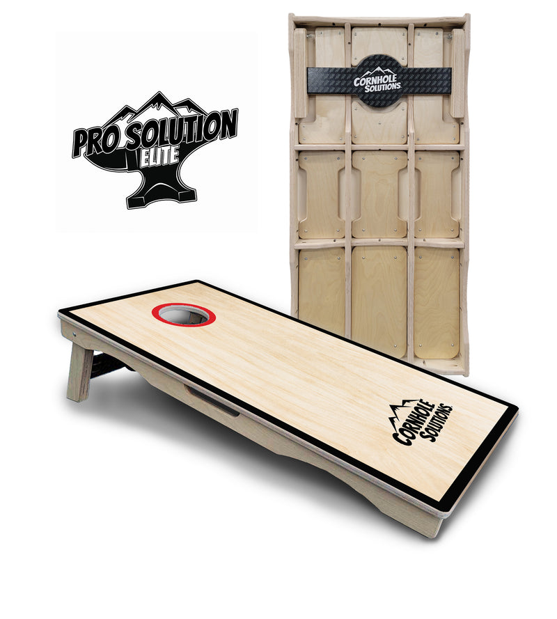 Pro Solution Elite - Red/Black Hole Ring Design Options - Professional Tournament Cornhole Boards 3/4" Baltic Birch - Zero Bounce Zero Movement Vertical Interlocking Braces for Extra Weight & Stability +Double Thick Legs +Airmail Blocker