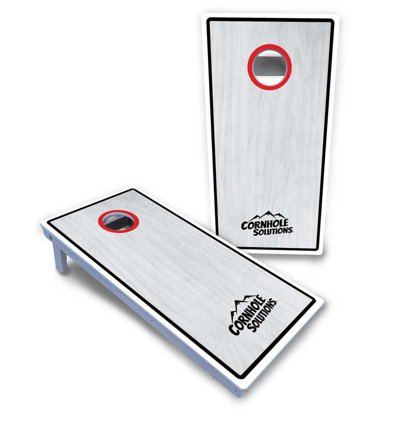 Waterproof - Red/Black Hole Ring Grey Wash Design Options - All Weather Boards "Outdoor Solution" 18mm(3/4")Direct UV Printed - Regulation 2' by 4' Cornhole Boards (Set of 2 Boards) Double Thick Legs, with Leg Brace & Dual Support Braces!