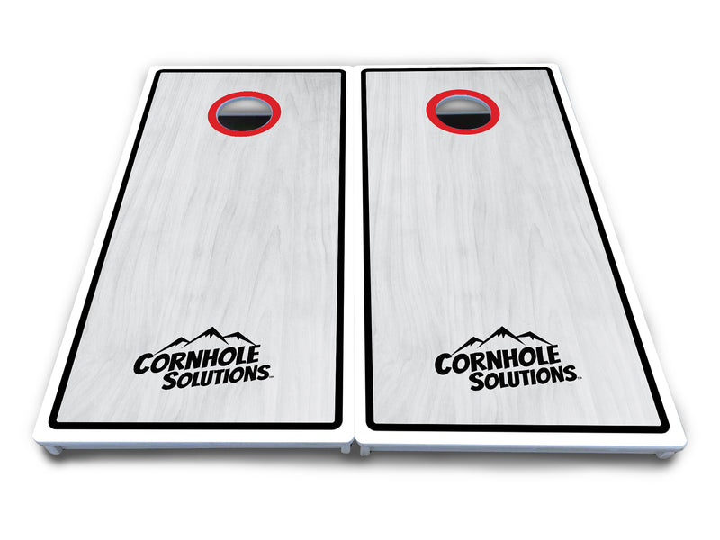 Waterproof - Red/Black Hole Ring Grey Wash Design Options - All Weather Boards "Outdoor Solution" 18mm(3/4")Direct UV Printed - Regulation 2' by 4' Cornhole Boards (Set of 2 Boards) Double Thick Legs, with Leg Brace & Dual Support Braces!