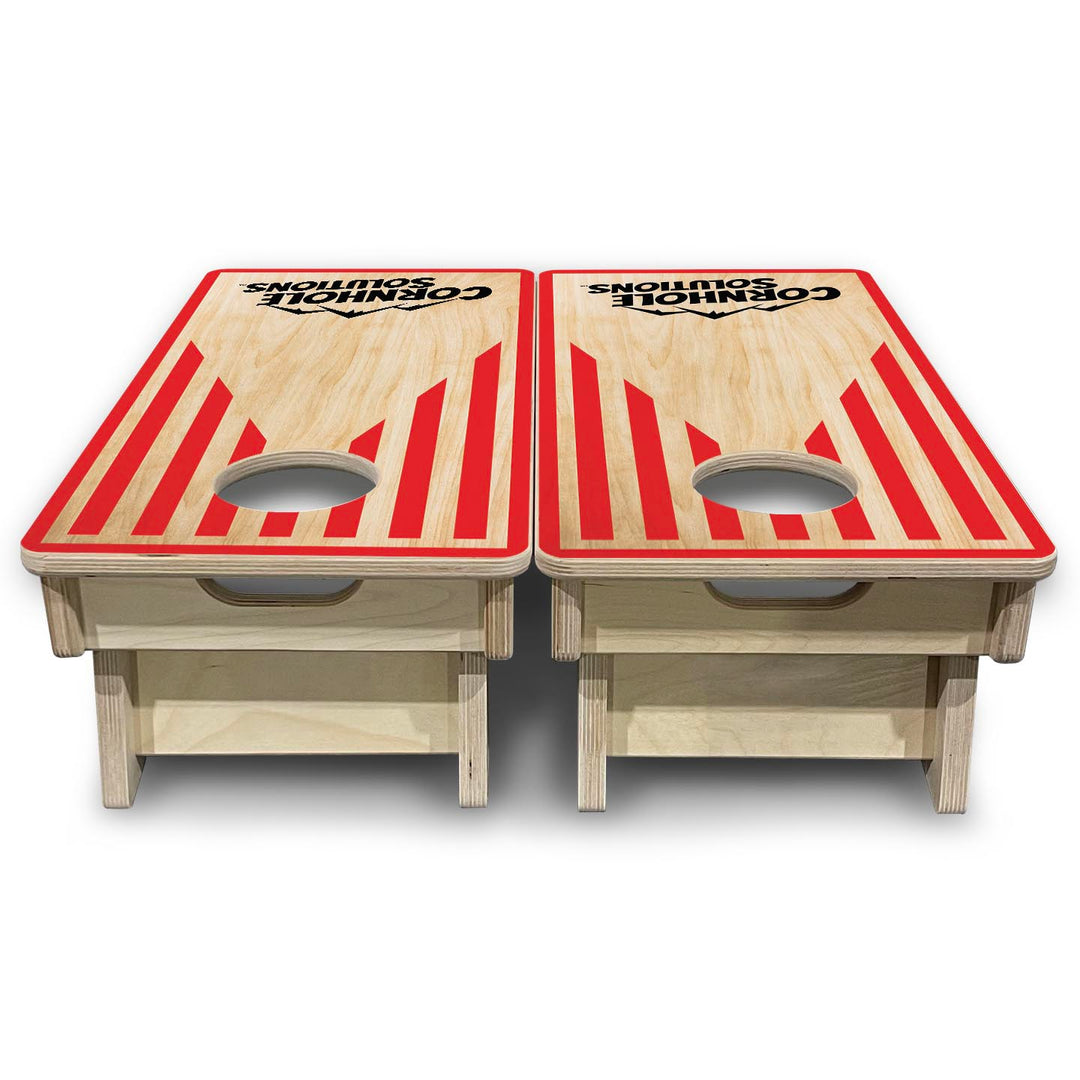 Stripes Keyhole CS Logo - Mini or Vacation Size Cornhole Boards