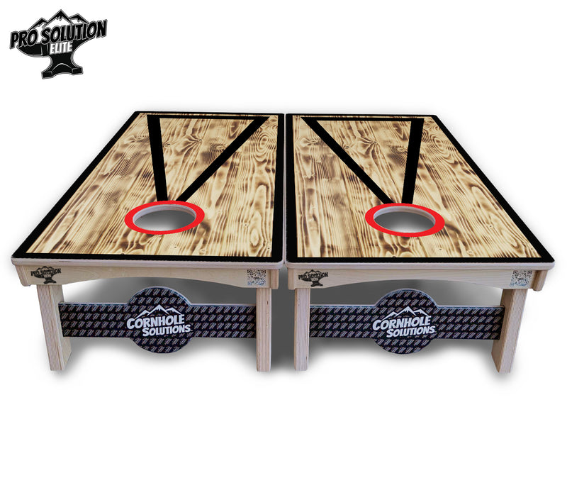 Pro Solution Elite - Burnt Triangle Design Options - Professional Tournament Cornhole Boards 3/4" Baltic Birch - Zero Bounce Zero Movement Vertical Interlocking Braces for Extra Weight & Stability +Double Thick Legs +Airmail Blocker