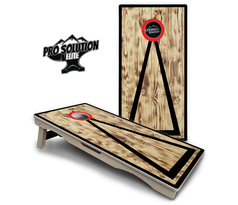 Pro Solution Elite - Burnt Triangle Design Options - Professional Tournament Cornhole Boards 3/4" Baltic Birch - Zero Bounce Zero Movement Vertical Interlocking Braces for Extra Weight & Stability +Double Thick Legs +Airmail Blocker