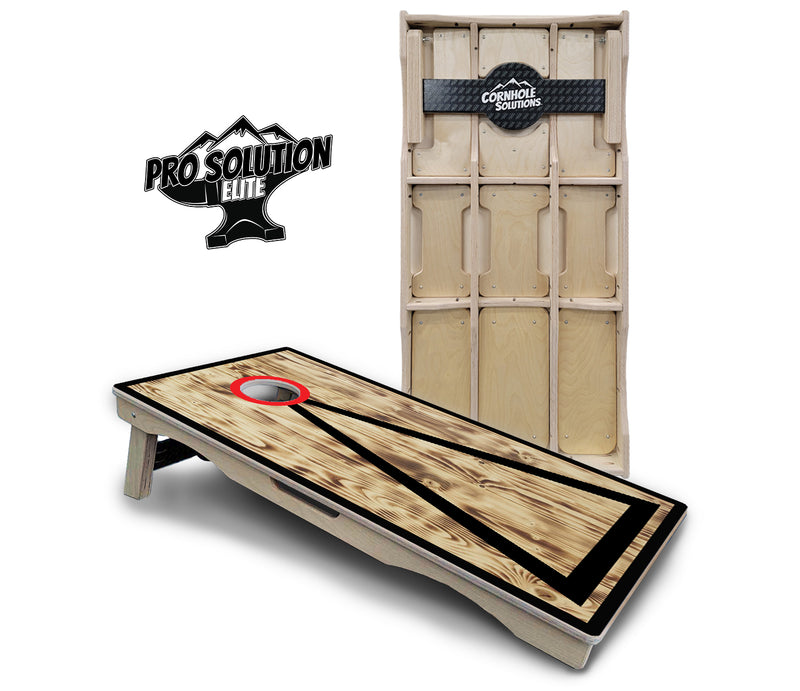 Pro Solution Elite - Burnt Triangle Design Options - Professional Tournament Cornhole Boards 3/4" Baltic Birch - Zero Bounce Zero Movement Vertical Interlocking Braces for Extra Weight & Stability +Double Thick Legs +Airmail Blocker